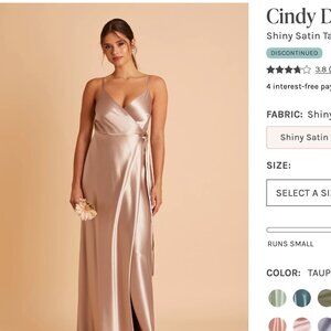 Birdy Grey Satin Taupe Cindy Dress Size L